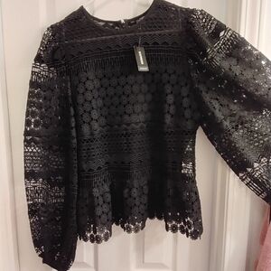 Express Black Lace Blouse